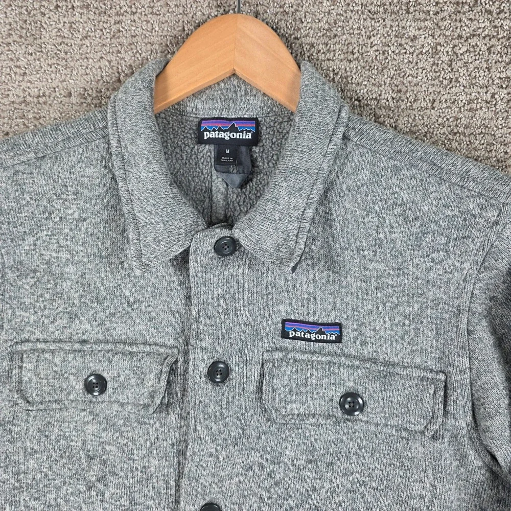 Patagonia Better Sweater Shirt Jacket Mens Medium Gray Full Button Fleece Coat